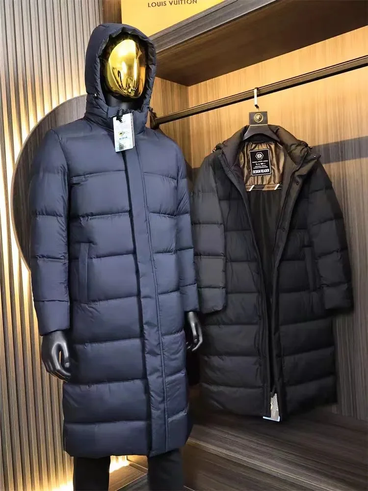 

Men's Winter Thiened Long Du down Jaet Hooded Coat Warm Windproof Water Repellent Regular Fit Polyester Fiber Long Sve