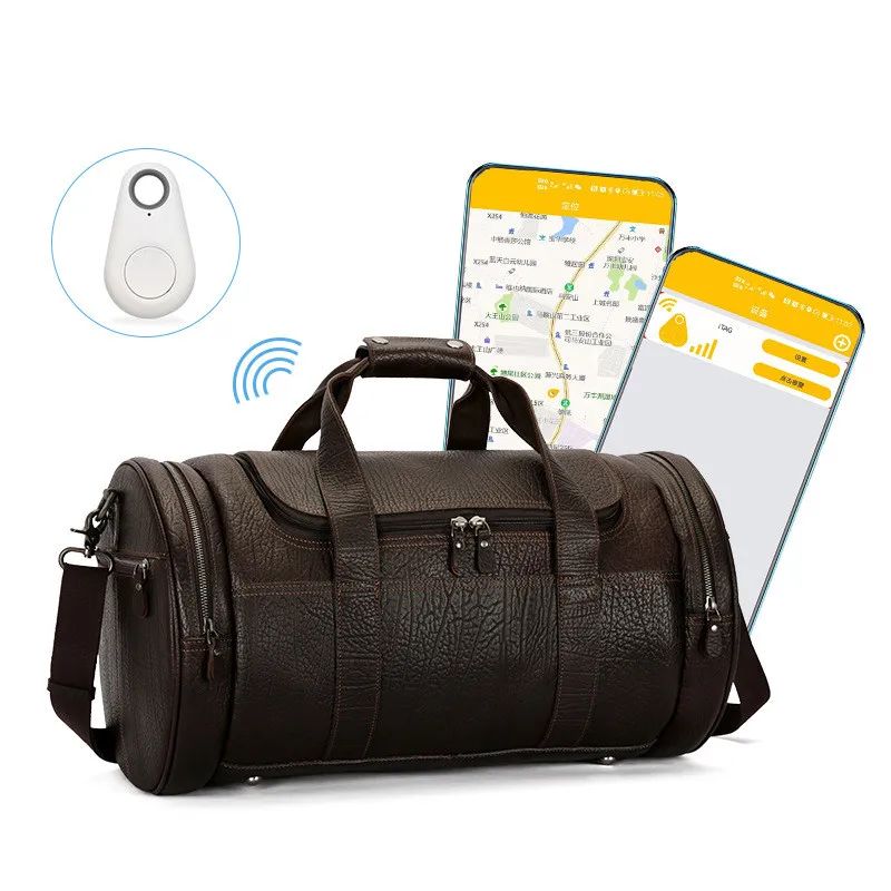 Men's Handbags Portable Travel Bag GPS Positioning Large Capacity Business Genuine Leather Surface Storage Leisure Luggage Bags