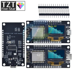 TZT NodeMCU ESP8266 Development Board With 0.96 Inch OLED Display CH340G ESP-12F WiFi Module TYPE-C USB For Arduino/Micropython