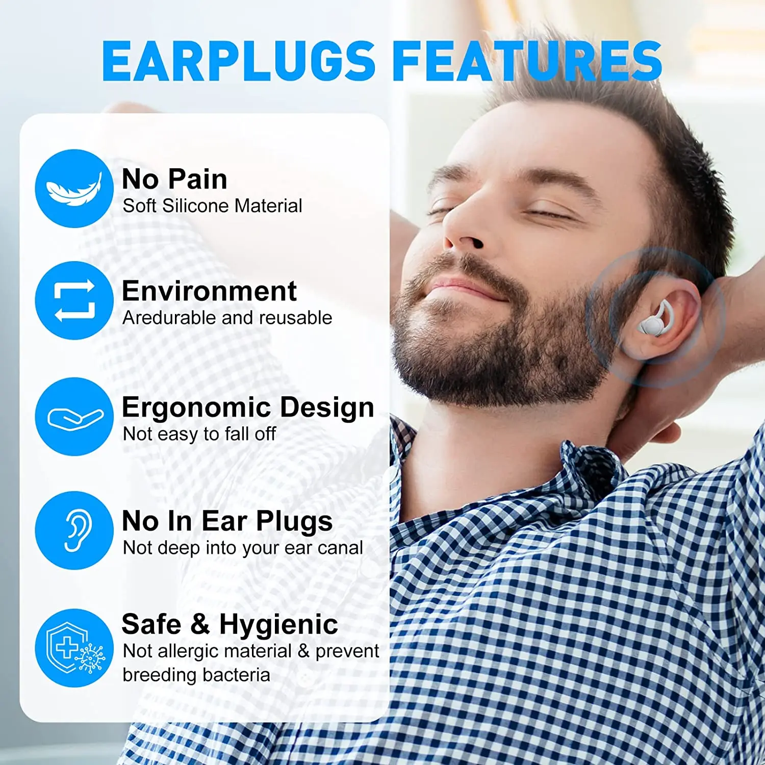 Reusable Safe Silicone Earplugs Noise Cancelling Ear Plugs for Sleeping (Reduce 40dB) High Fidelity Earplugs for Musicians Conce