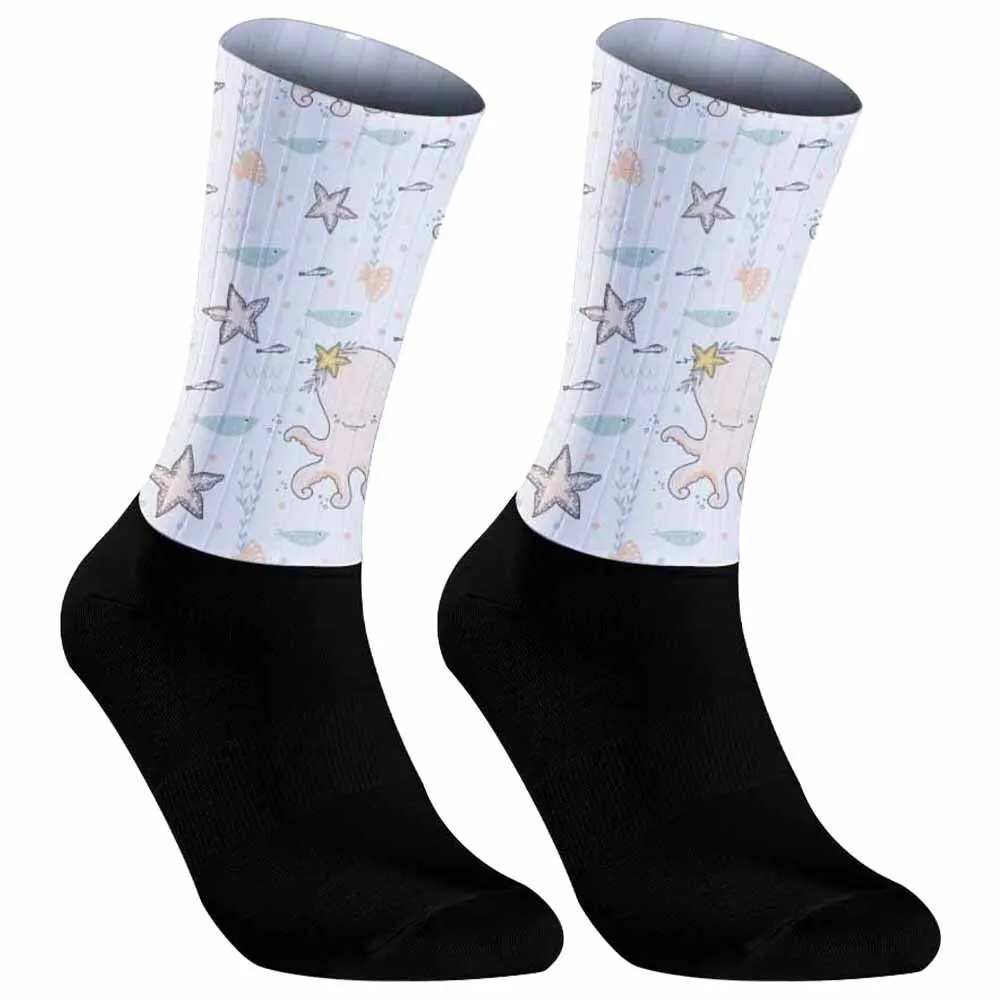 Chaussettes de sport coordonnantes en silicone, sans couture, pour vélo de route, pro team, à rayures, pour cyclisme, nouvelle collection 2024