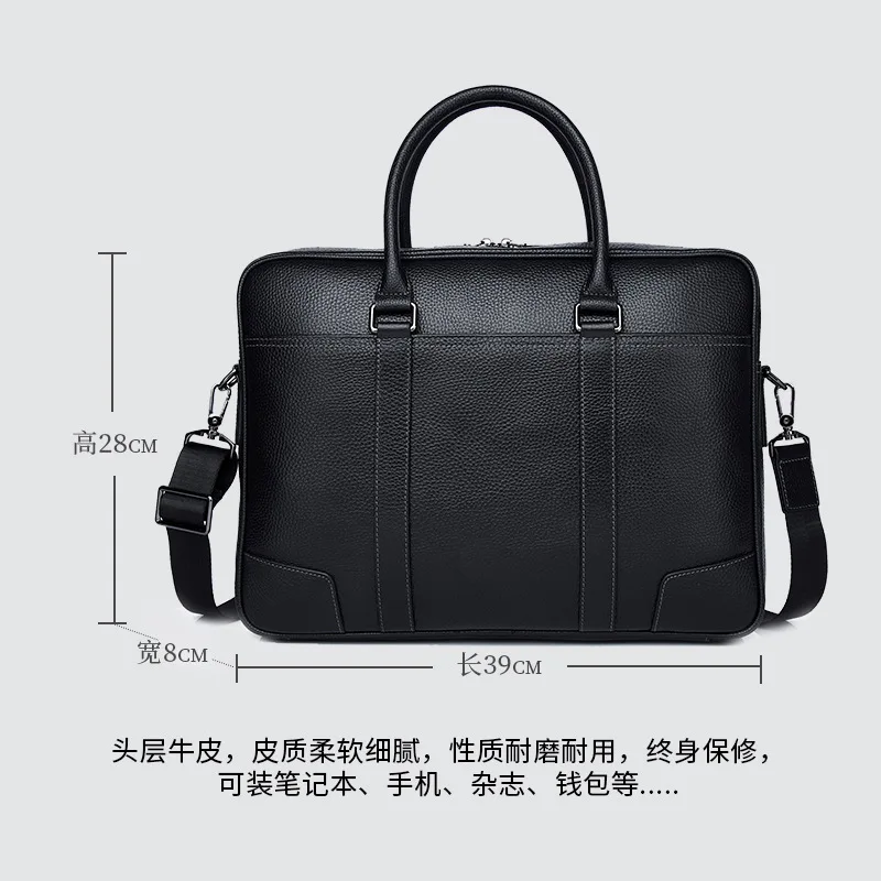 Hot-selling Handbag Genuine Leather Men's Laptop Men Bag Cowhide 15inch Business Trip Briefcase Large Capacity Dropshipping