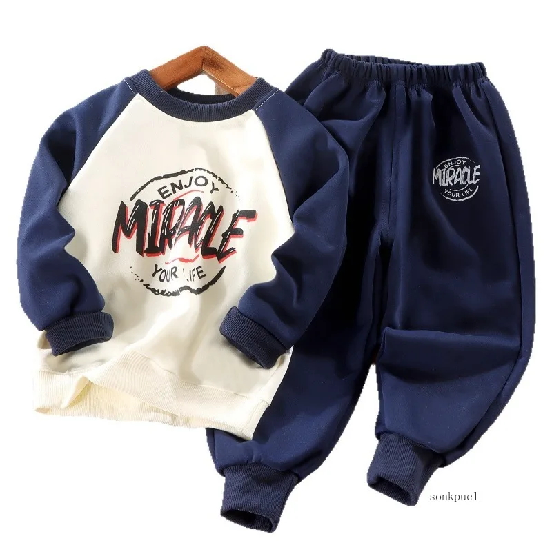 2Pc Kinderen Lente Herfst Set Voor Jongens Stijlvolle Herfst Outfit Voor Jongen Sweatshirt Tweedelige Set Kleding Voor peuters Baby's