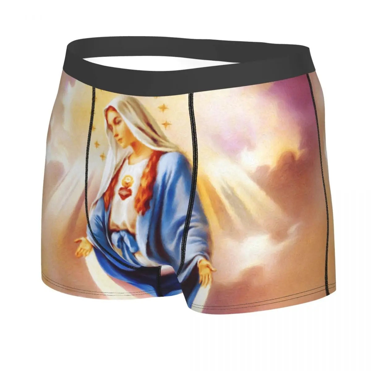 Custom Catholic Virgin Mary Underwear Men Stretch Our Lady of Guadalupe Boxer Briefs