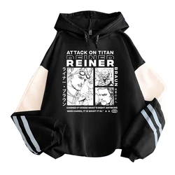 Atak Anime na Titan Reiner Braun z nadrukiem męskie bluzy damskie mozaika w dużym rozmiarze bluzy Manga Streetwear sweter Unisex