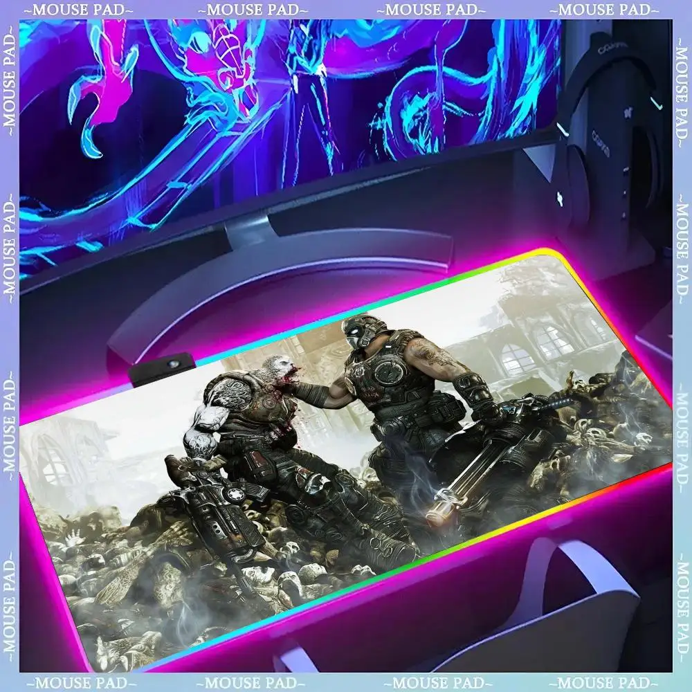 

Game Gears Of War Shooting Game Mouse Pad Gamer Luminescence Led Mouse Pad Gaming Table Rgb Deskmat Keyboard Pc Mousepad