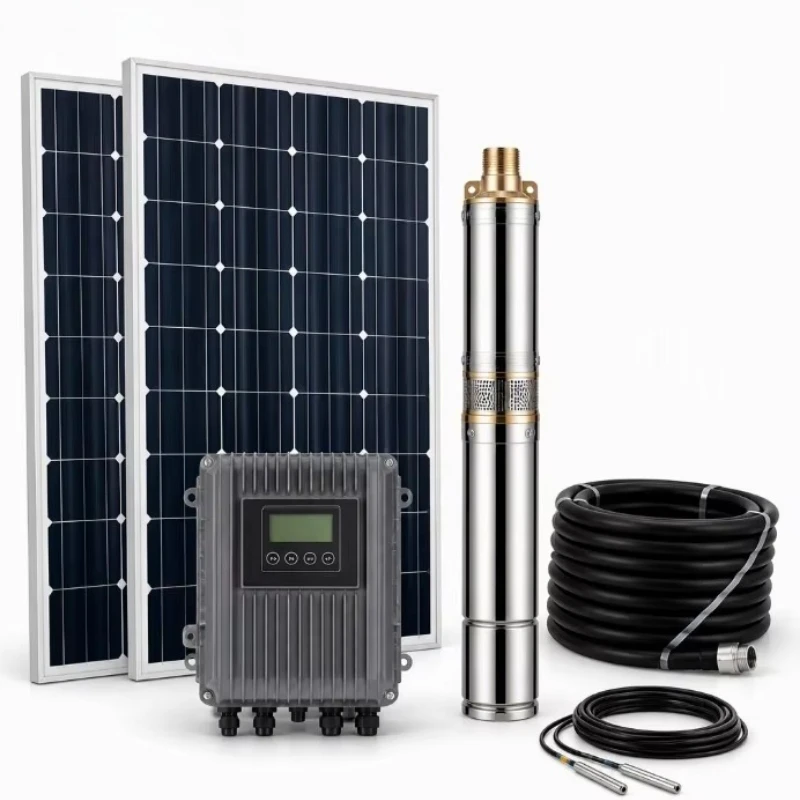 Automatic Solar Submersible Pump Kit with Solar Panels and Inverter for Greenhouse Drip Irrigation Fast Delivery