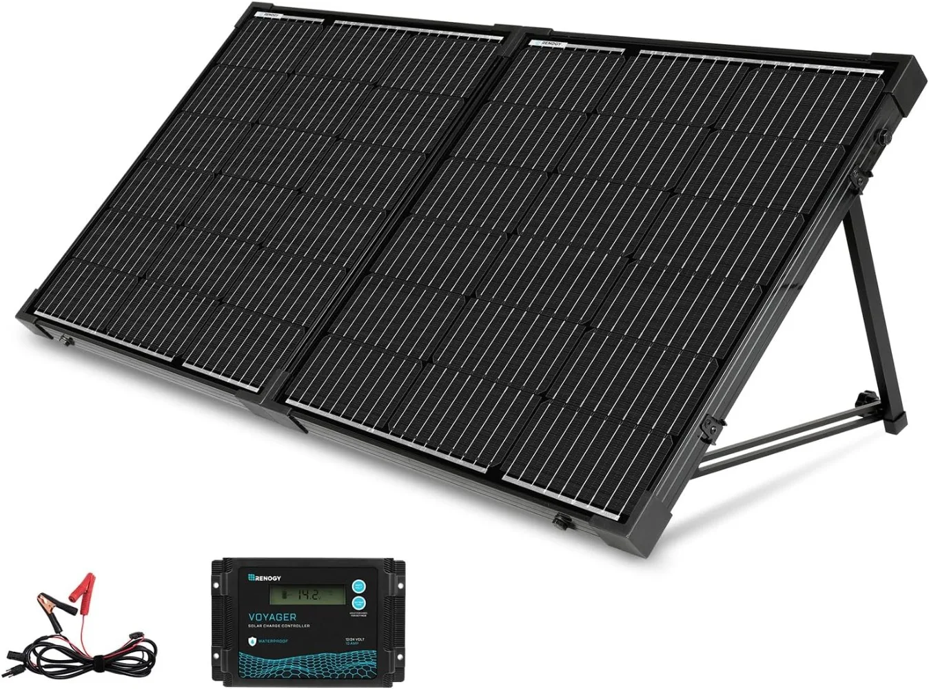 100 Watt 12 Volt Portable Solar Panel with Waterproof 20A Charger Controller Foldable  ,100W Panel-20A Controller, Black