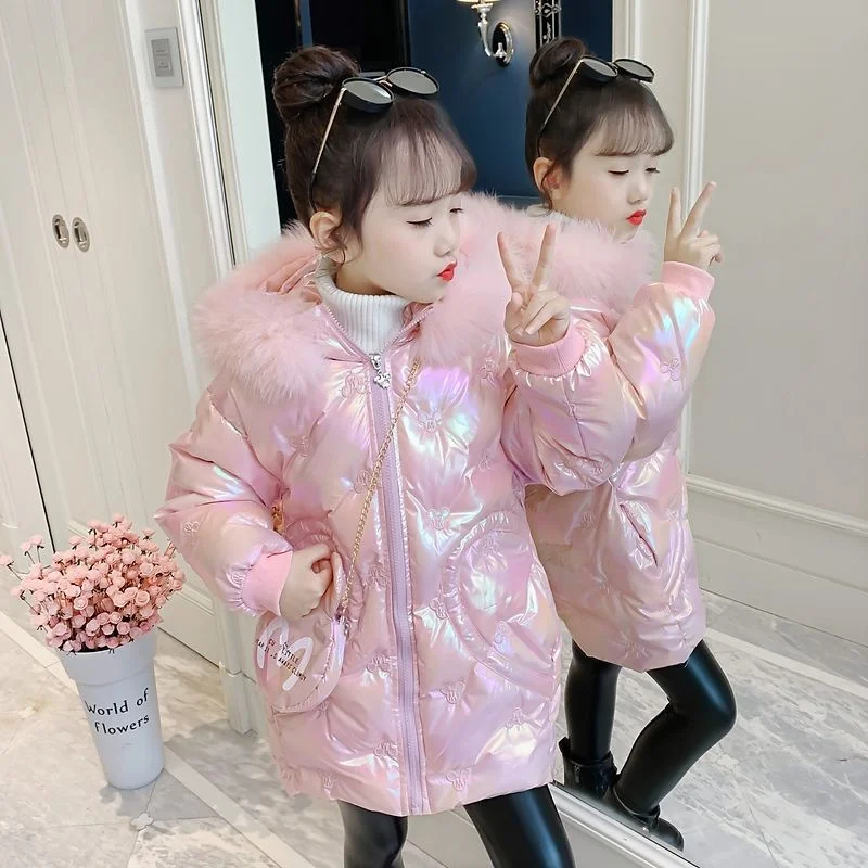 Girls Down Coat Jacket Cotton Windbreak 2023 White Warm Plus Thicken Velvet Winter Children's Clothing -10 Degrees Below Zero