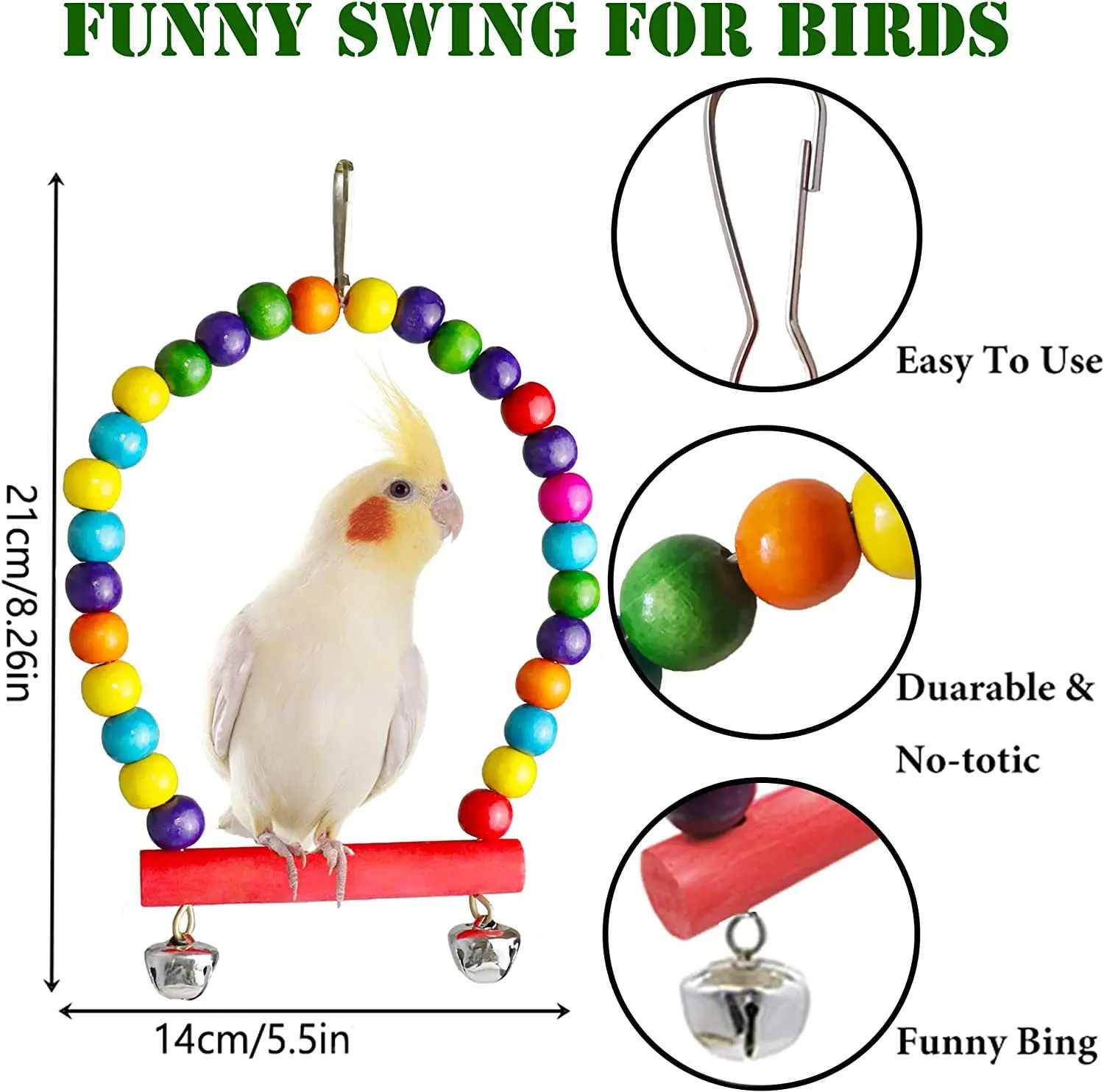 7pcs Parrot Toy Birdcage Accessories Bird Supplies Stair Mirror Swing Bell Bird Toy