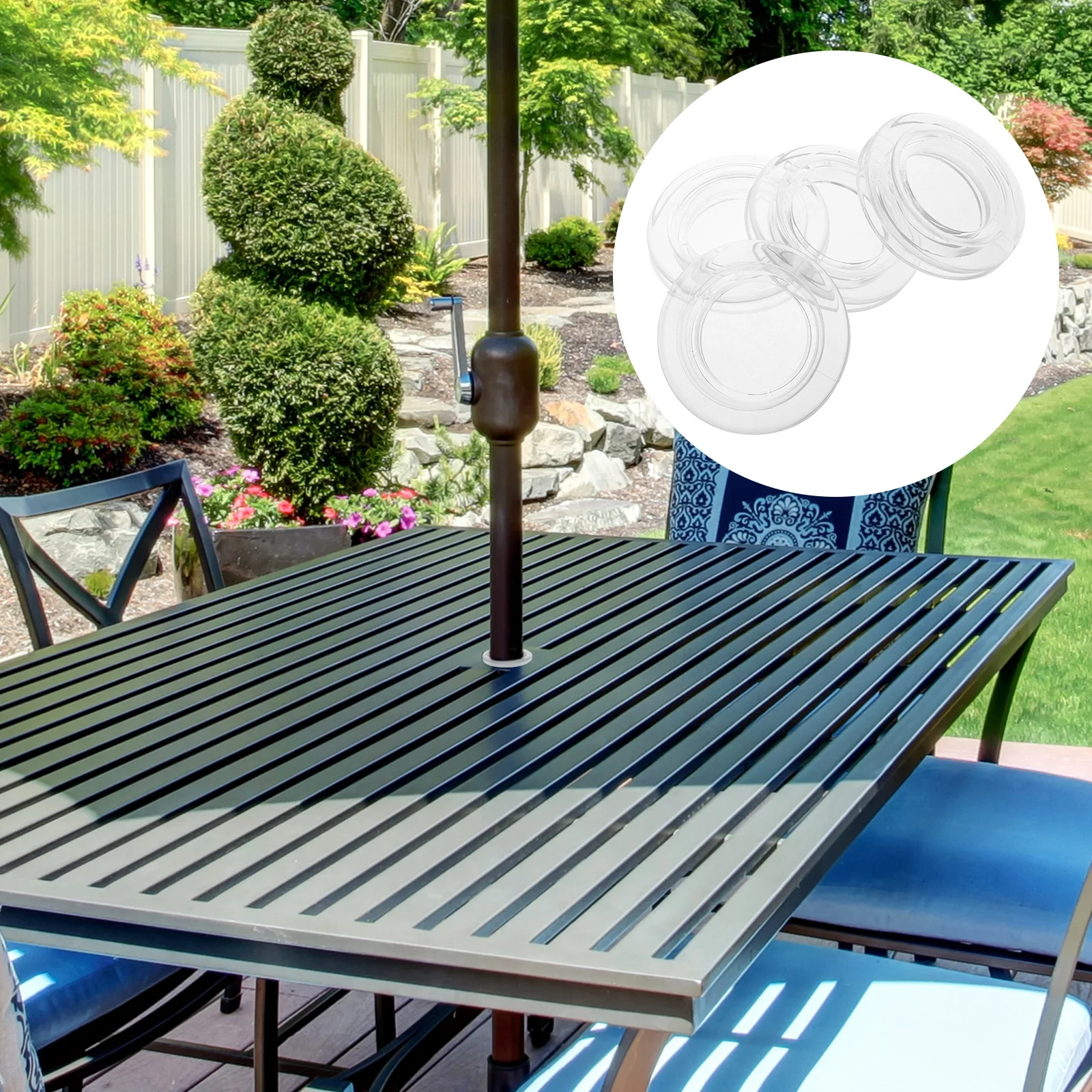 

4 Sets Transparent Silicone Table Umbrella Hole Ring Durable Wind Resistant For Outdoor Patio Yard Cafe Bar Use Scratch Proof