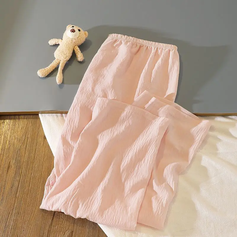 

Пижамные штаны, женские весенне-летние широкие брюки, корейские однотонные брюки, повседневная домашняя одежда, одежда большого размера