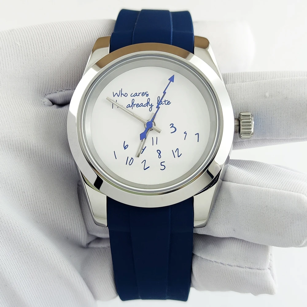 

Часы 39 мм, часы NH35, часы «Не волнуйся, я уже опаздываю», подходят для механизма NH35/36, мужские часы, аксессуары для часов