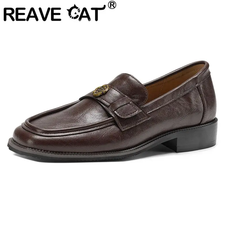 

Женские туфли-лоферы REAVE CAT Cool, без застежек, с круглым носком, с цветочным узором, большие размеры 41, 42, 43, US12, мягкая нескользящая подошва, брендовая обувь