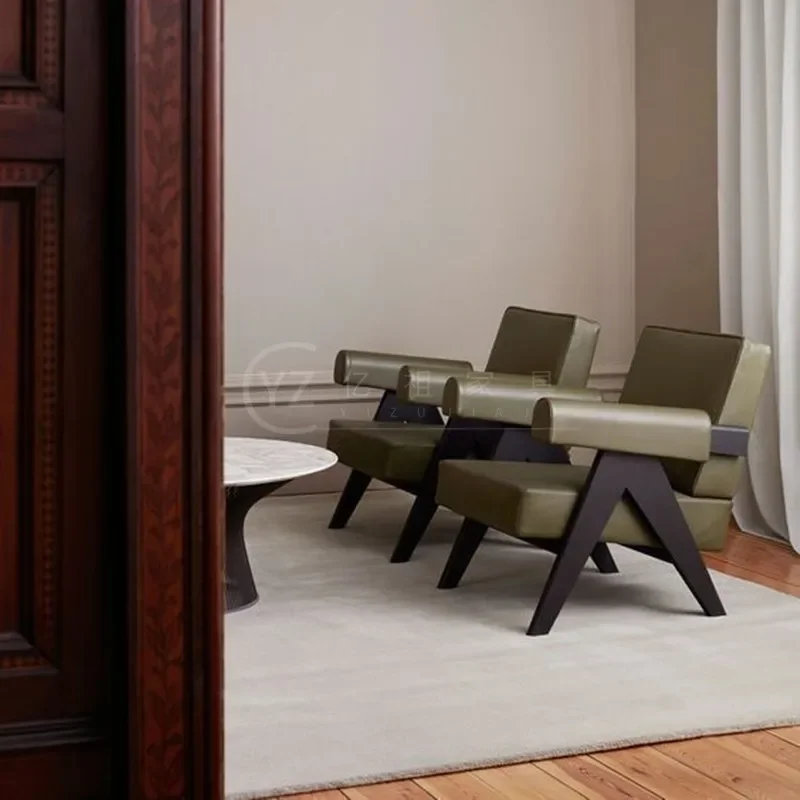 

YZ Nordic Simple Atmospheric Living Room Solid Wood Sofa Chair Quiet Style Reception
