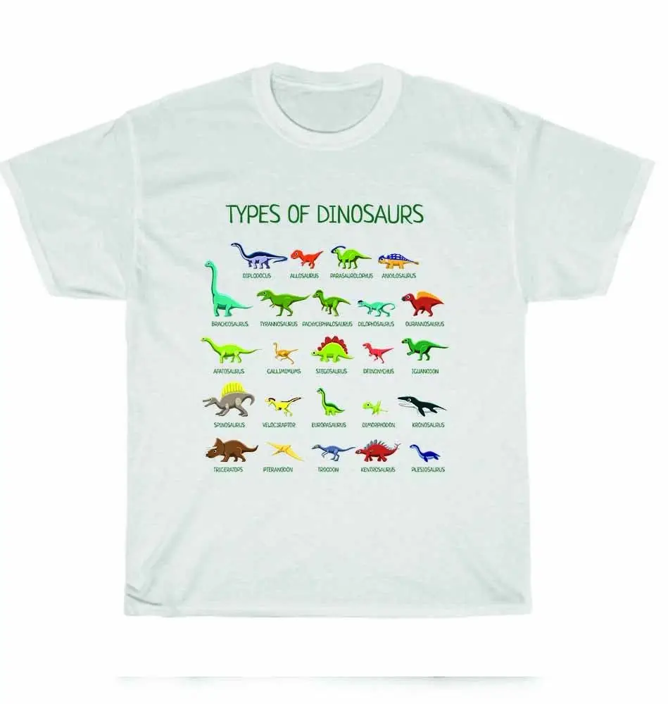 Types Of Dinosaurs Dino Identification Alphabet A-Z ABC T-Shirt Unisex Tee GiftUnisex Summer Cotton Luxury Brand Super SizeGarme