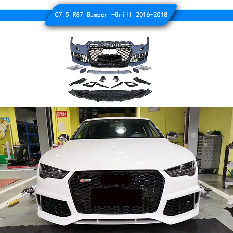 C7.5 A7 S7 TO RS7 car Bodykit Fit for Audi A7 S7 C7.5 2016-2018 replacement TO RS7 style front bumper and grill RS Bodykit