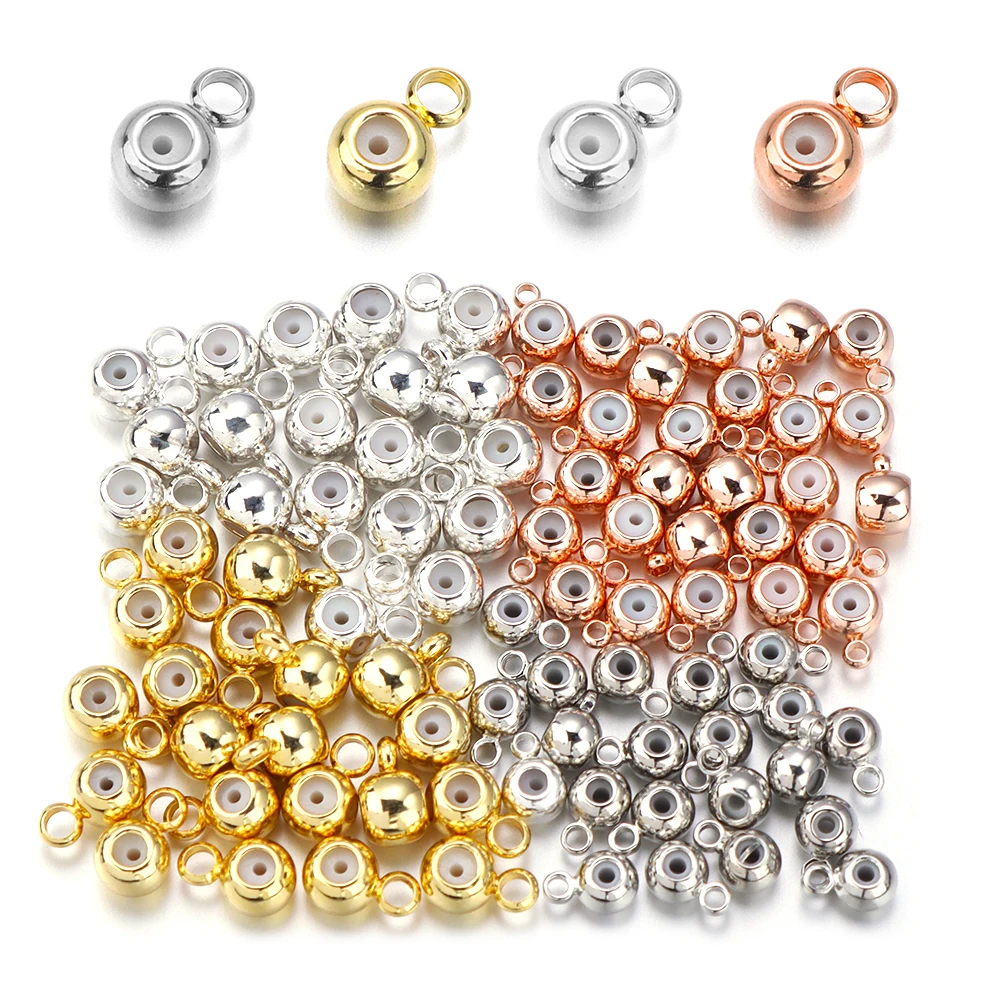 Loose Spacer Beads Silicone Stopper Positioning beads Copper plated with Real Gold for Making Bracelet Necklace DIY Accessories