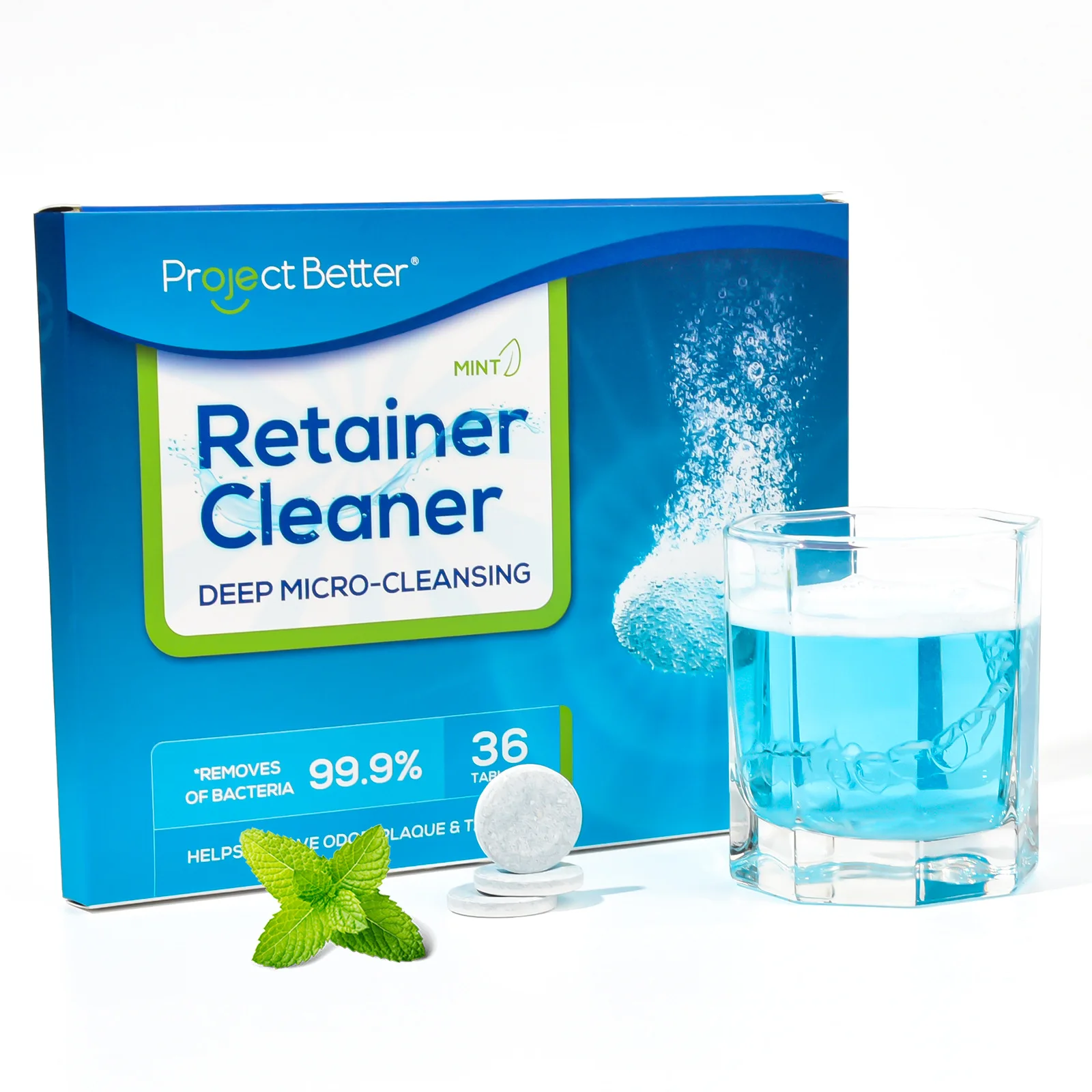 Denture Clean Care Oxygen Effervescent Tablet Disposable Retainer Facing Petainer Teeth Capped Cleaning Tablet