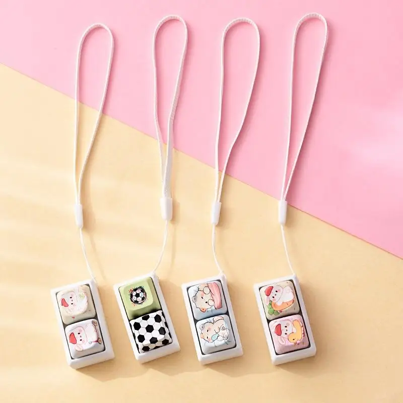 Cartoon Animal Fidget Keycap Keychain Office Stress Relief Cute Bag Decor Pendant Toy