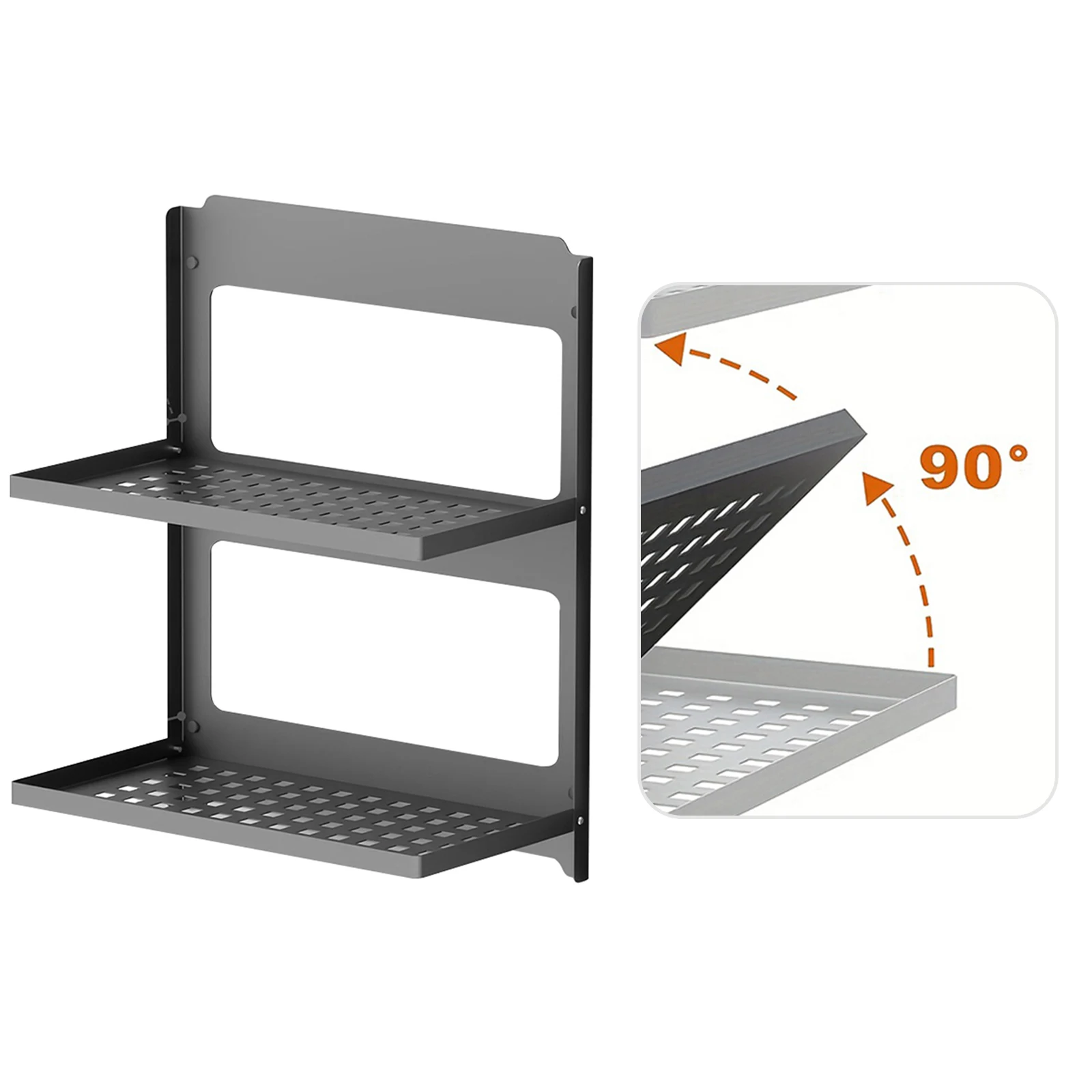

2-Tier Table Storage Rack Wall Mounted Storage Rack Storage Shelf for Basement Coffee Bar Kitchen Room Office