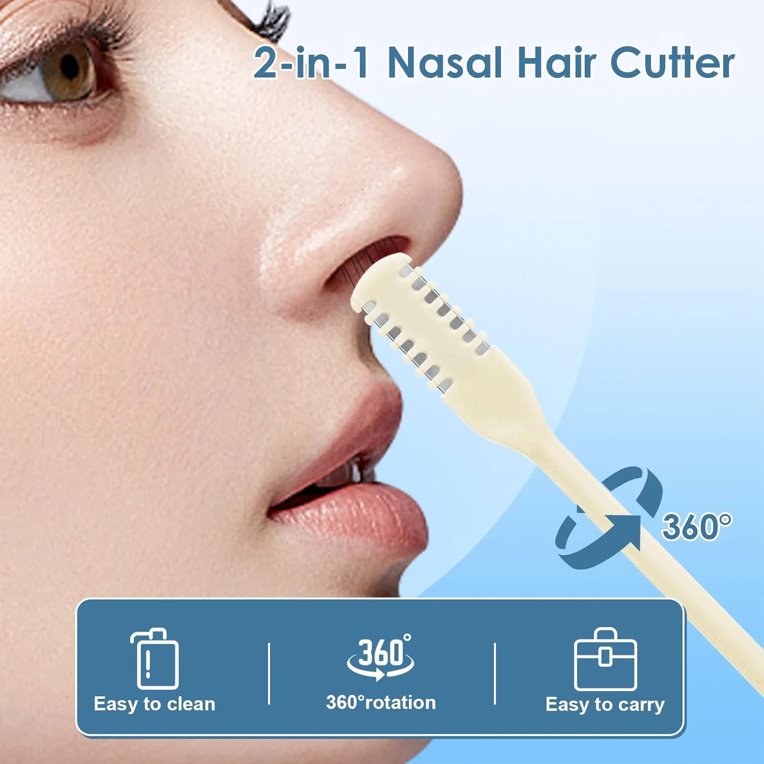 

12 Pcs 2-in-1 Nasal Hair Cutter, Upgrade Double Sided Nose Hair Knife, 360° Nostril Hair Remover Tool, Nose Hair Trimmer for Men