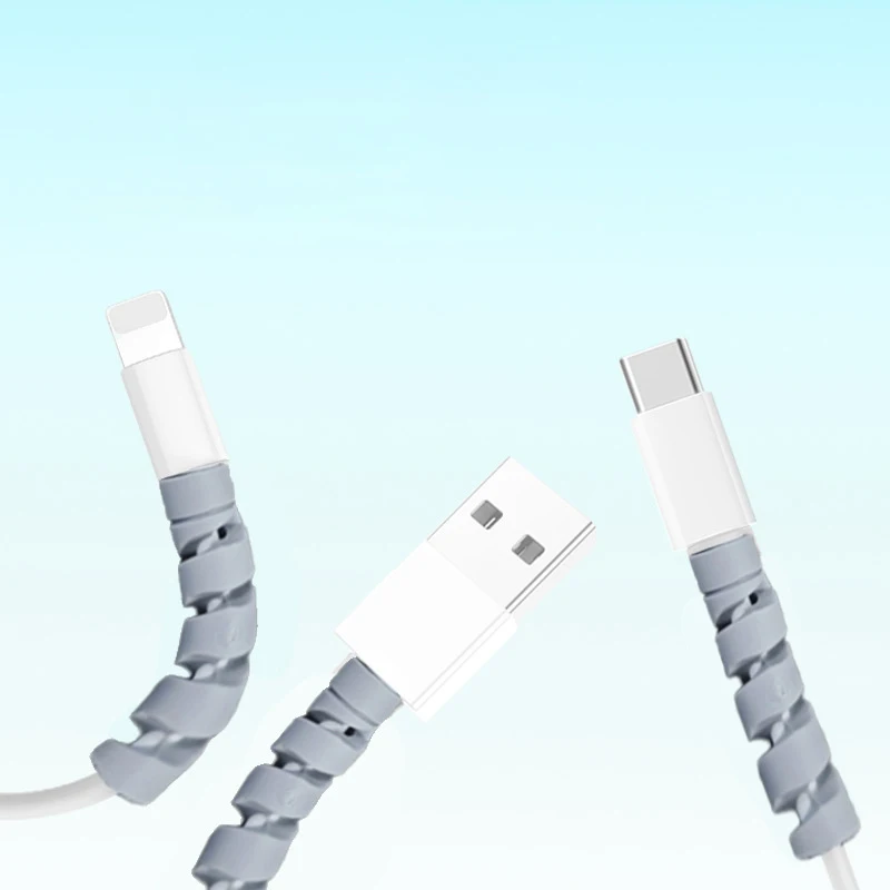 6PCS Cable Protector Silicone Charge Cable Spiral Winder Wire End Cord Savers Cover For IPhone USB Charger Cable Accessories