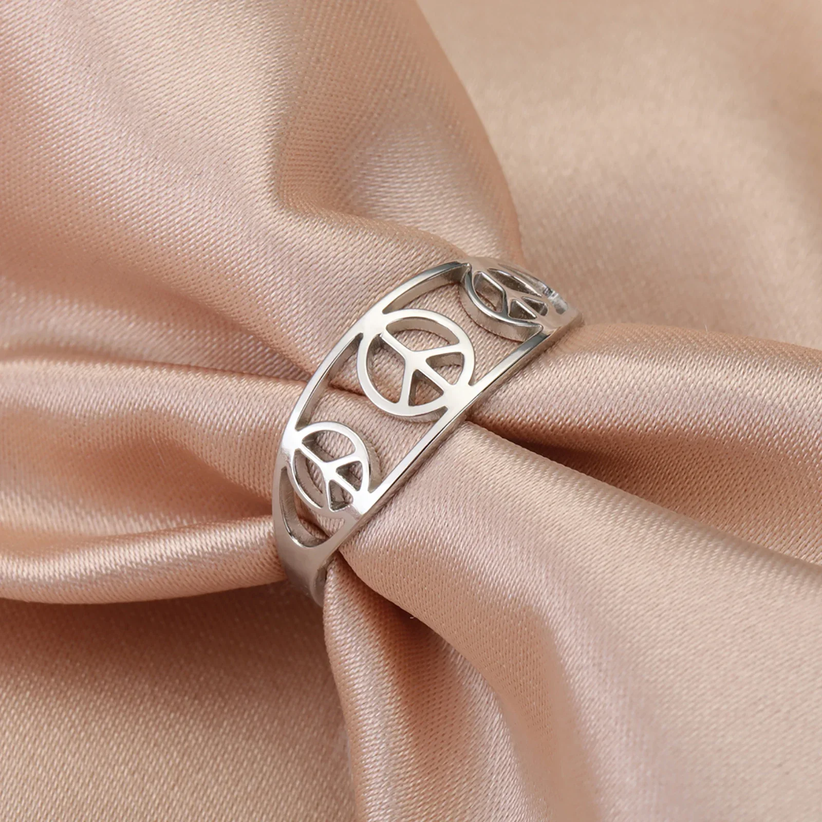 Peace Symbol Rings Stainless Steel Finger Ring Women Protection Amulet Pacifism Against War Jewelry Gifts Wholesale