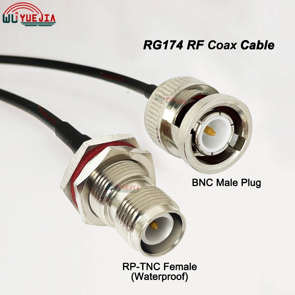 Waterproof RP-TNC Female to BNC Male RG-174 RF Coaxial Cable Low Loss Shielded Antenna Pigtail Jumper Wire For RF Communication