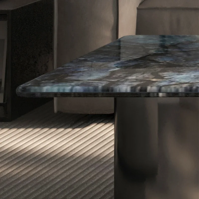 Mesa de comedor rectangular de piedra microcristalina de piedra supercristalina