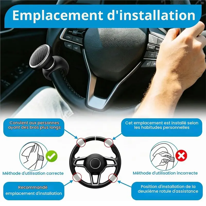 Universal Steering Wheel Ball For Car Truck Tractor Boat, Steering Wheel Knob With L-Wrench Easy Rotation Manoeuvring Aid