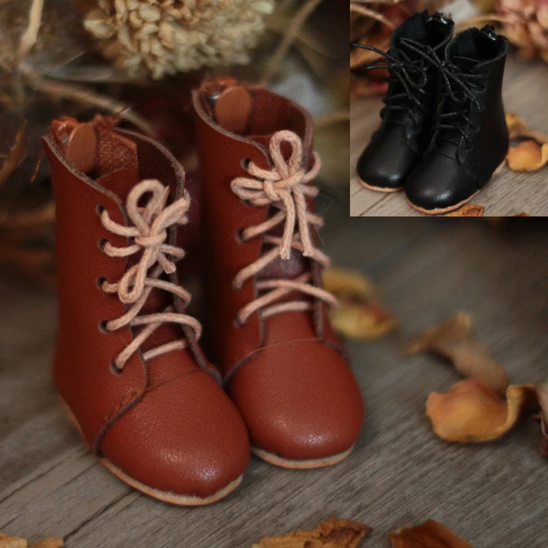 

D04-A159 children handmade toy 1/6 MSD MDD Doll BJD/SD GSC doll Accessories black brown leather handmade boots 1pair