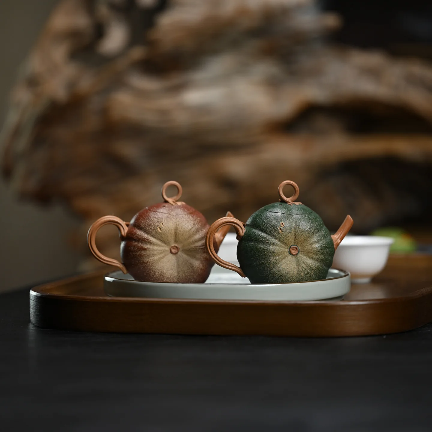 Pure Handmade Pumpkin Yixing Zisha Teapot Imitation Thin-Walled Kung Fu Pot Tea Set 100ML