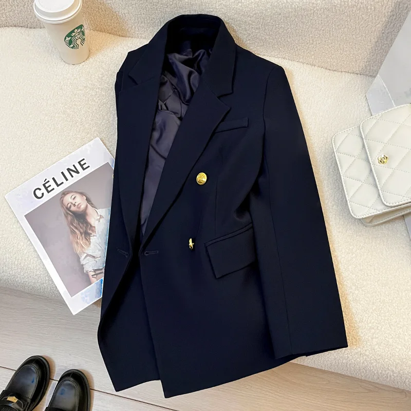 

Navy Blue Long Sleeve Office Suit Jacket Women's Spring Autumn New Commuting High Quality Leisure Lady Suit Jacket