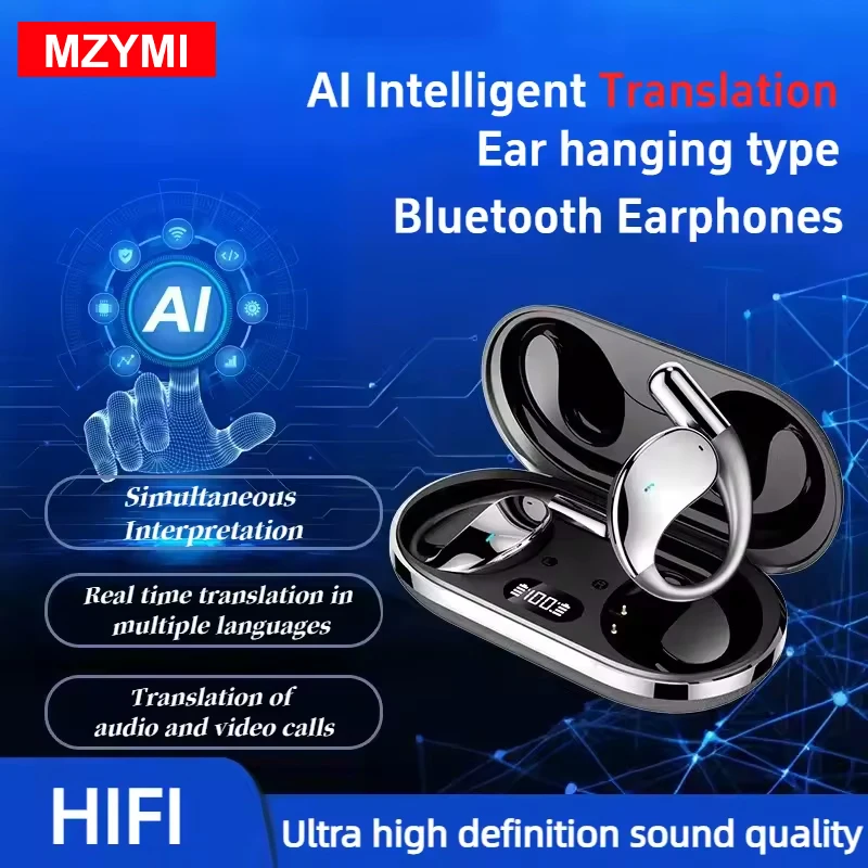 

MZYMI Q39 Wireless Translation Headphones Bluetooth 5.4 Noise Reduction Headphone LED Digital Display Headset for Android IOS