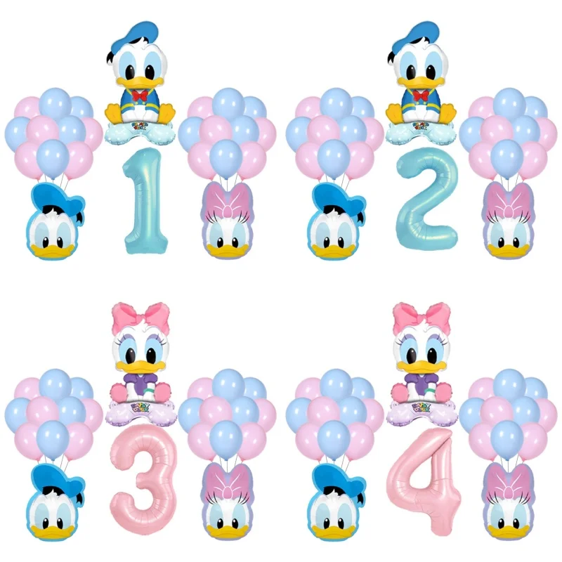 Globos de Aluminio con Dibujos Animados de Mickey, Minnie, Daisy y el Pato Donald, Decoración para Fiestas de Cumpleaños de Niños y Niñas, Globo con Número