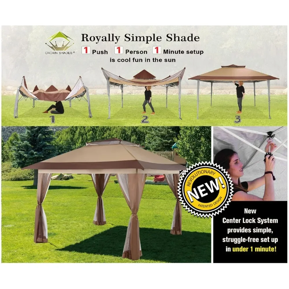 13x13 Pop Up Gazebo, Patented One Push Outoor Canopy Tent with Wheeled STO-N-Go Cover Bag, Pop Up Canopy with Netting