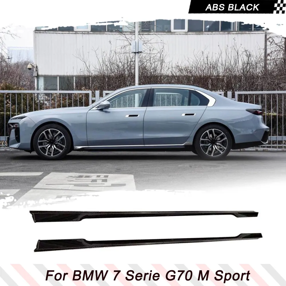 ABS Glossy Black Car Side Skirts Bumper Spoiler for BMW 7 Series i7 G70 M-Tech M Sport 2023 Model Car Side Bumper Extensions