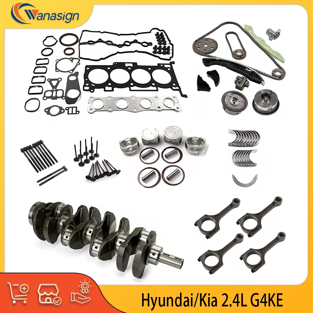 AUTO Engine Overhaul Rebuild Kit Crankshaft Con Rods Timing chain kit For Hyundai KIA 2.4L L4 GAS 2.4 L T G4KE 2007-2021