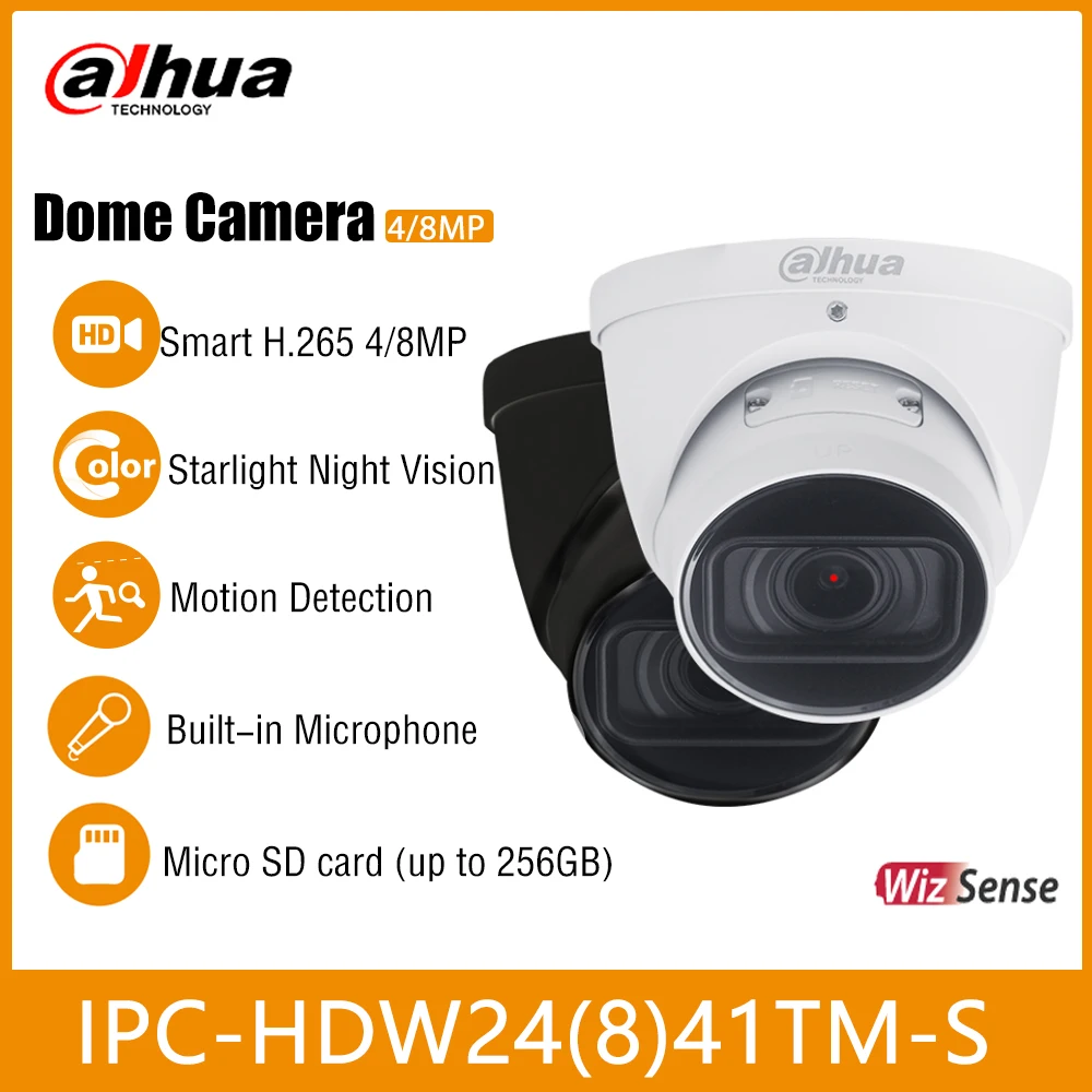 

Dahua IPC-HDW2441TM-S 4MP HDW2841TM-S 4K 8MP IR30m Eyeball WizSense Network Security Turret IP CCTV Camera Metal built in MIC