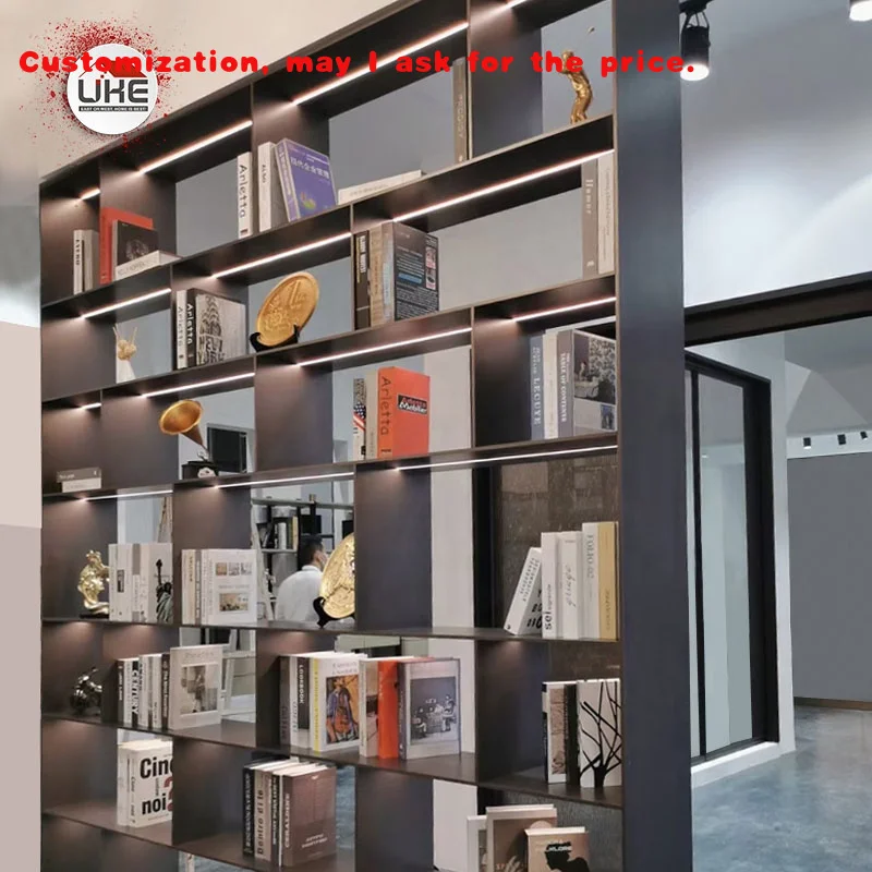 custom.Bookcase With Built-In Lights Custom Design Aluminum Alloy Board Bookshelf and Shelving System With Light