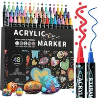 Juego de 48 colores de rotuladores de pintura acrílica de doble punta para pintura de roca, piedra de madera, superficies de cerámica de vidrio, manualidades DIY, decoración de huevos