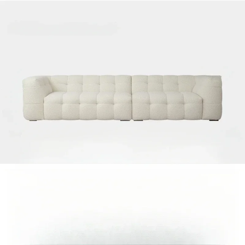 

Marshmallow sofa light French fabric high-end retro cream wind straight row one-character living room floor lamb wool
