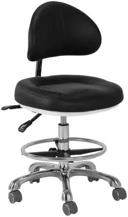 400lbs Heavy Duty Drafting Chair, Tall Office Chair for Standing Desk, Ergonomic Stool with 4'' Thick Cushion, Backrest