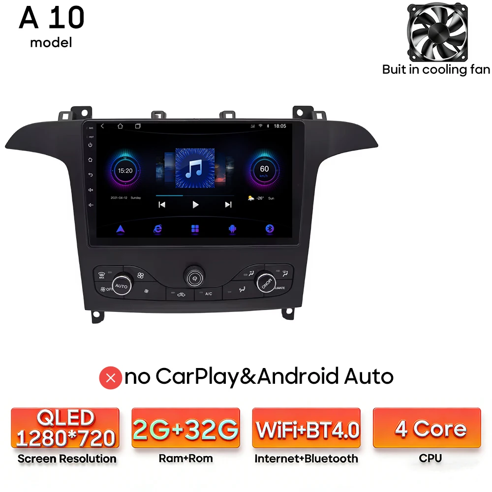 Android 16 voor Ford S-Max S-MAX 2006 - 2015 voor Ford Galaxy 2014 Auto Multimedia Speler Carplay Radio Video Navigatie GPS 2din