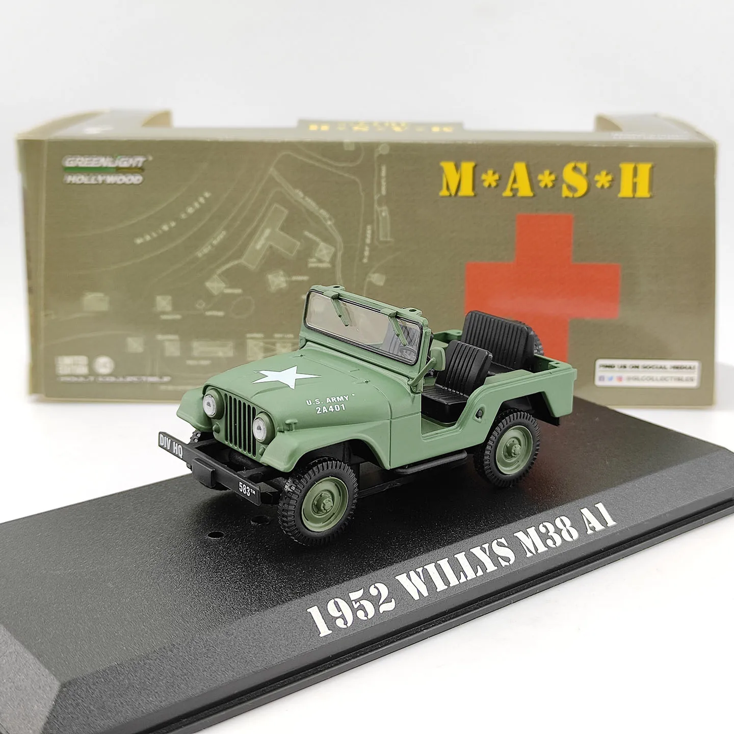 Diecast GREENLIGHT 1:43 Scale 1952 Willis M38 A1 Military Jeep Alloy Car Model