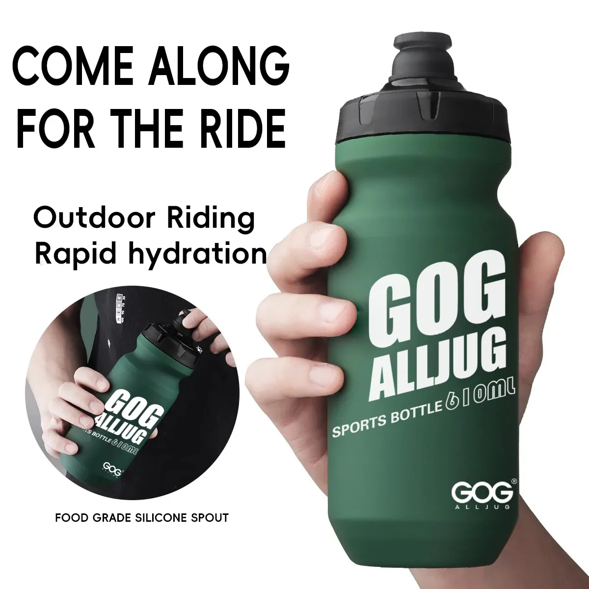 Bicycle Water Bottle with Squeeze Valve and Dust Cover—for Mountain and Road Bikes—Sports-Grade PP
