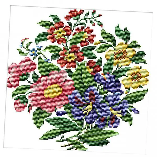 Flower Cross Stitch Kits 11CT Counted Embroidery Kit DIY Needlework Set for Handicraft Lovers Creative Gifts