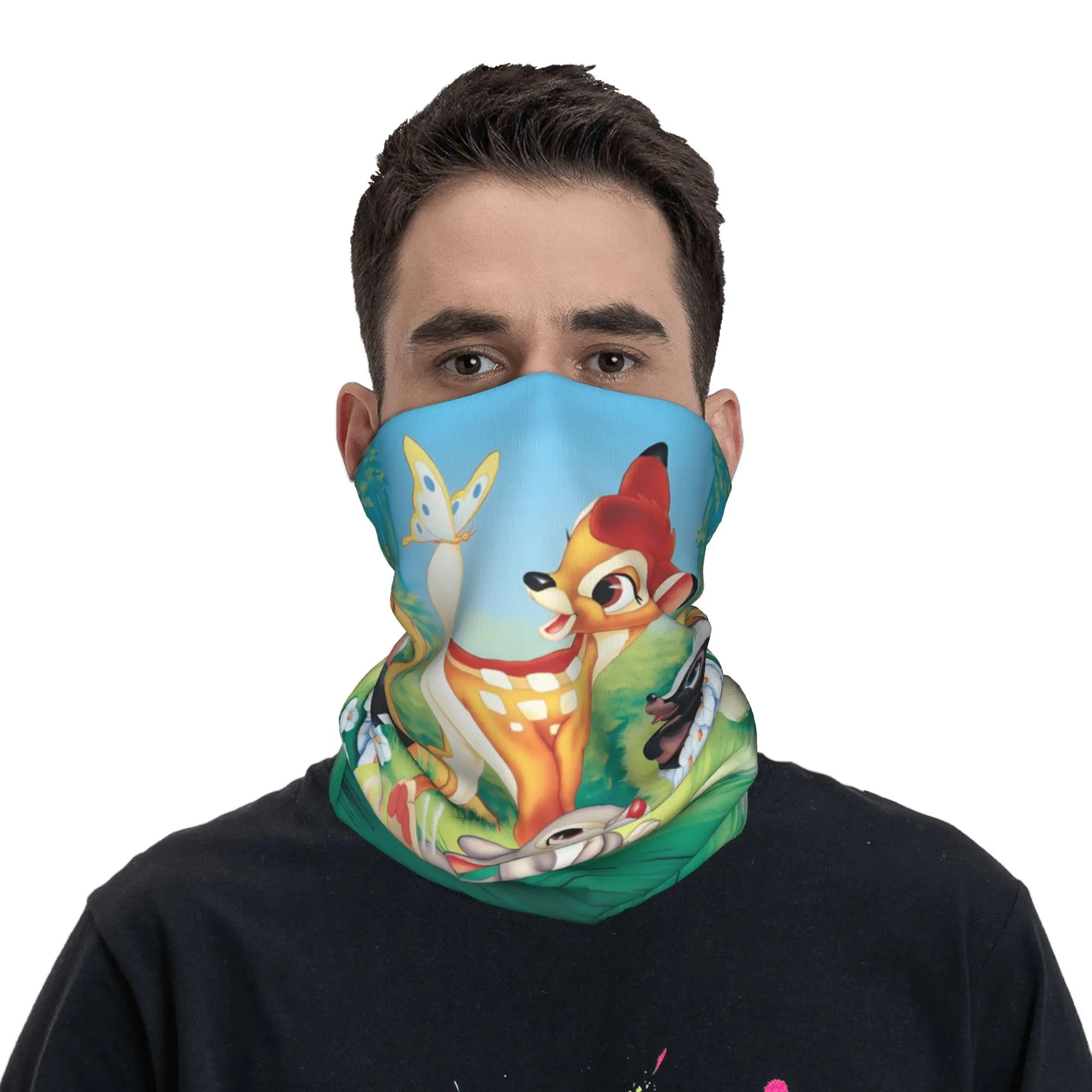 Custom Bambi Winter Headband Neck Warmer Women Men Hiking Camping Tube Scarf Kawaii Cartoon Anime Face Bandana Gaiter