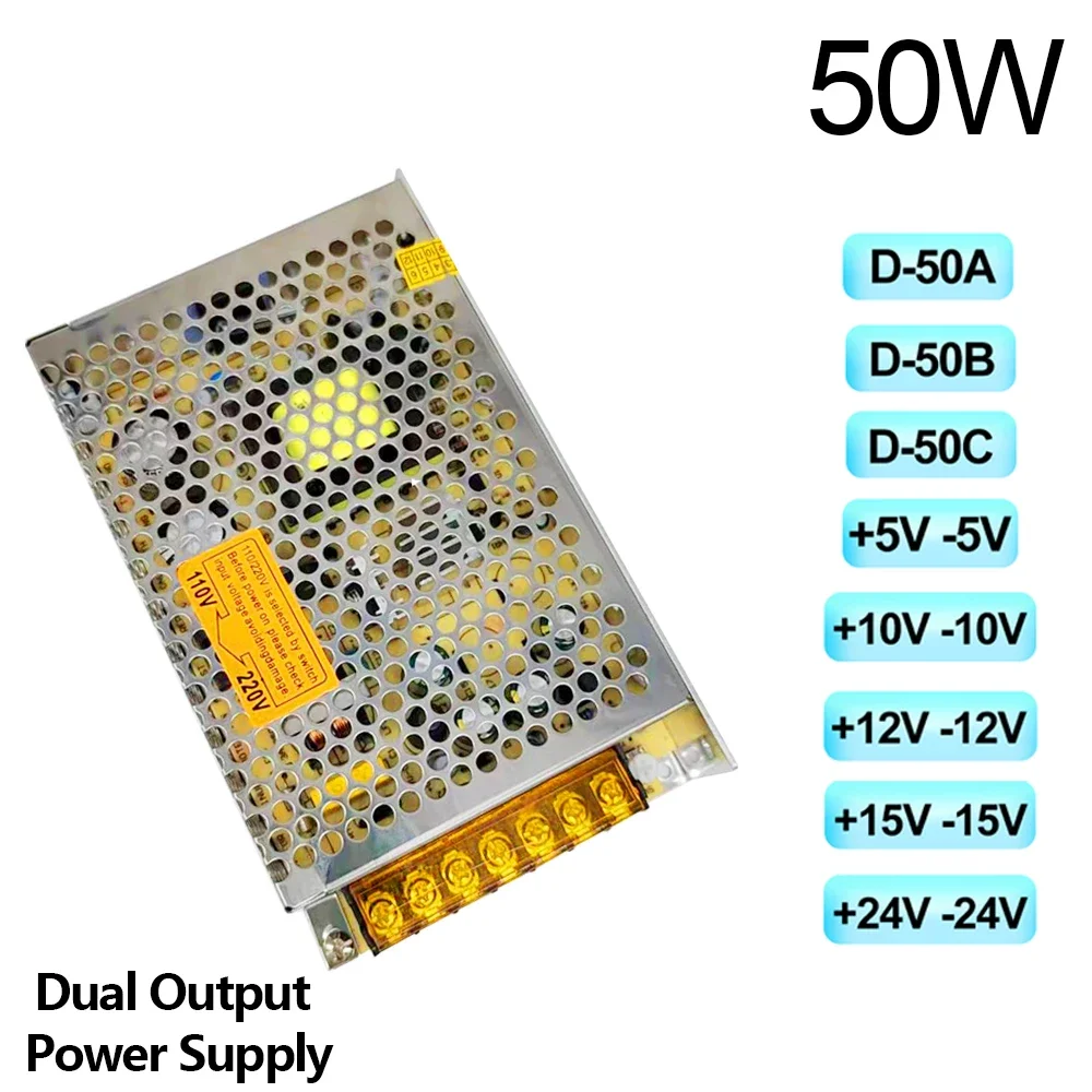 50W 60W 75W Dual Power supply D-60A 60B 60C +5V-5V +10V-10V +12V-12V +15-15V +24V-24V AC-DC Switch Power Supply D-50 D-75